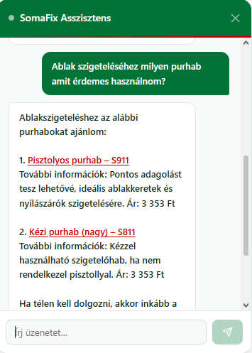 Strukturált, többtermékes ajánlás (purhab) árakkal
